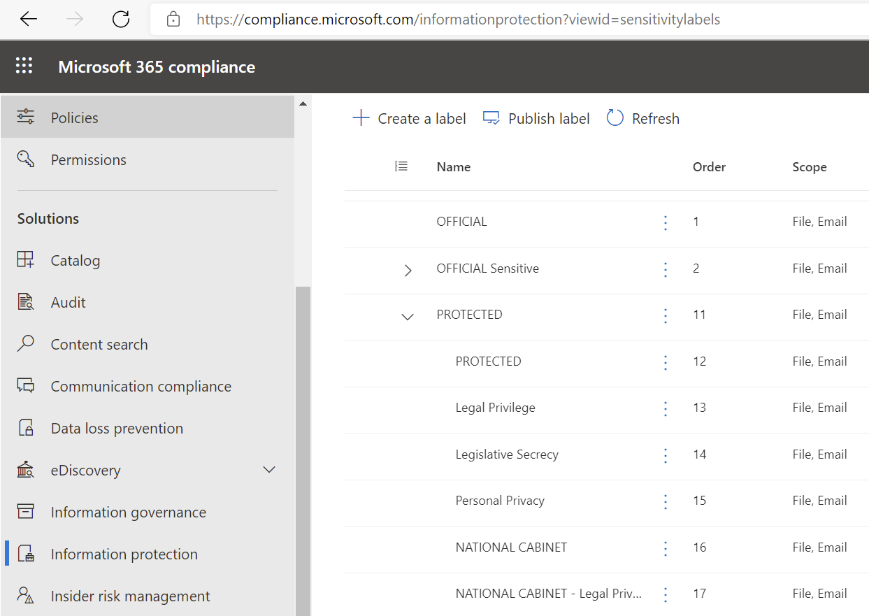 M365 compliance labels