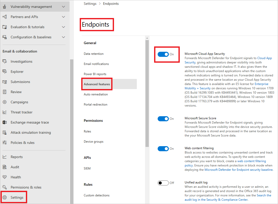 Figure 6 - Defender for Endpoint and Defender for Cloud Apps Integration