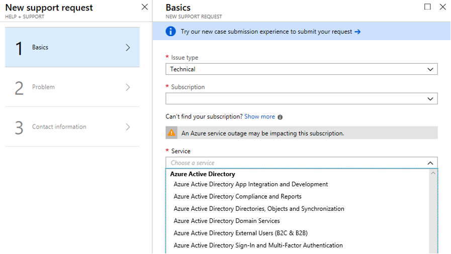 Figure 8 New Support Request